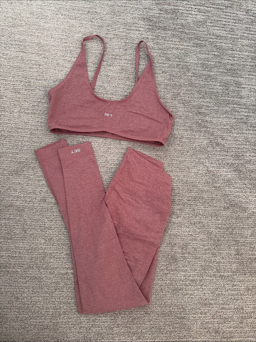 SET Active Dusty Rose Seamless Sports Bra and Leggings Set